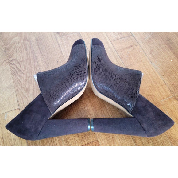 Isola Women’s Size 10 M Chunky Block High Heel Brown Suede Leather Sparkle Pumps - Picture 6 of 10